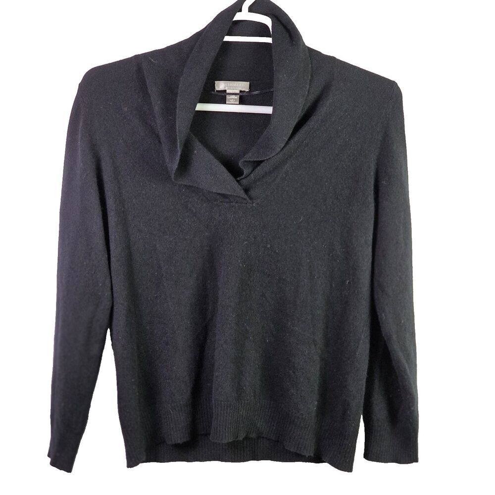 Charter Club Women's XL Black 100 % Cashmere V-Neck  Sweater